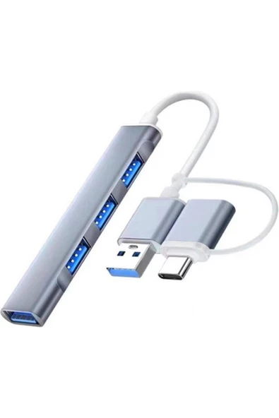 Ally   Ally A-806 4 In 1 Type-c + Usb Girişli Usb 3.0 Çoğaltıcı Hub Adaptör Çevirici