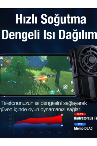 Memo   Memo Dl-a5 Kablosuz Cep Telefon Soğutma Fanı Gamer Oyuncu Radyatör Soğutucu Şarjlı - 5