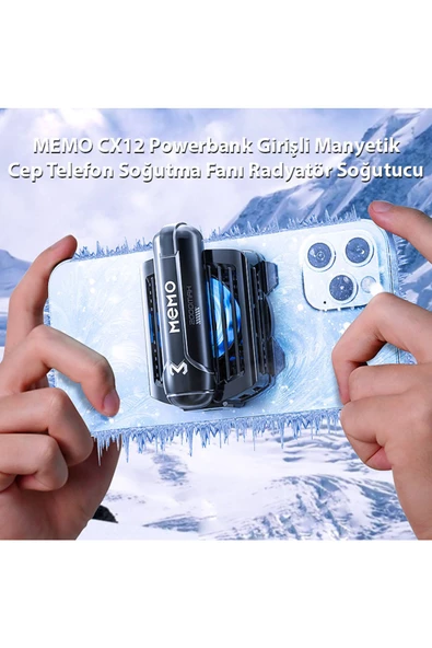 Memo   Memo CX12 Powerbank Girişli Manyetik Cep Telefon Soğutma Fanı Radyatör Soğutucu SİYAH - 2