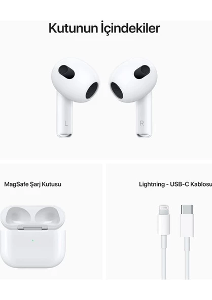Apple AirPods (3. nesil) ve MagSafe Şarj Kutusu Bluetooth Kulaklık MME73TU/A (Apple Türkiye Garantili) - 3