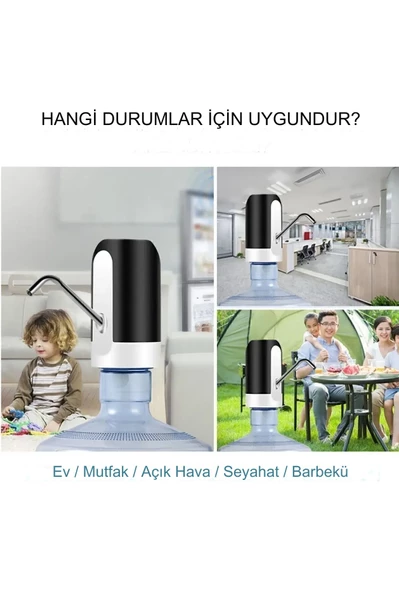 USB Şarj Edilebilir Otomatik Su Sebili Pompası Kamp ve Ev Kullanımı için Dokunmatik Damacana Pompası - 8
