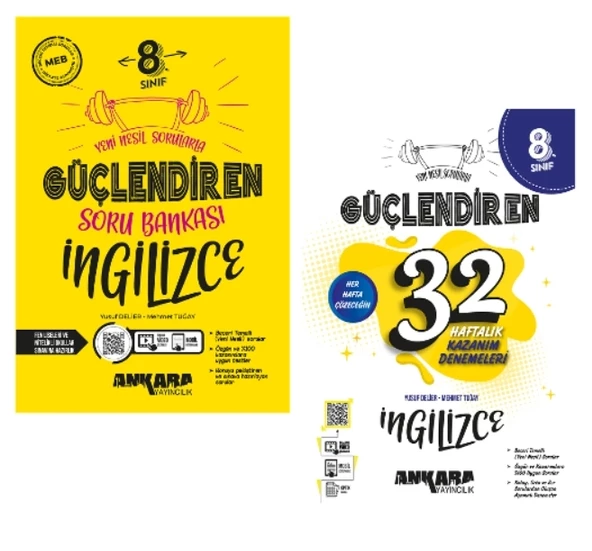 ANKARA YAYINCILIK 8. Sınıf İngilizce Güçlendiren Soru Bankası + Güçlendiren 32 Deneme
