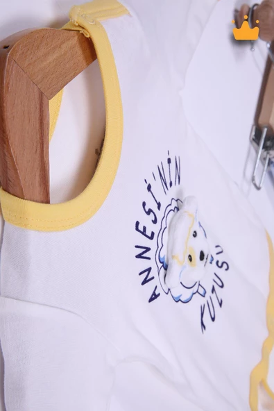 Babyhola %100 Pamuk Annesinin Kuzusu Çıtçıtlı Badi Pantolon Bere 3'lü Takım 593-4 - 5