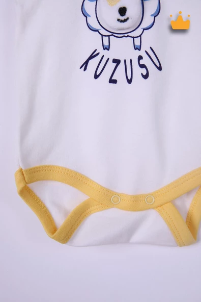 Babyhola %100 Pamuk Annesinin Kuzusu Çıtçıtlı Badi Pantolon Bere 3'lü Takım 593-4 - 4