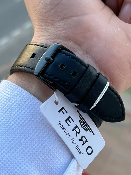 Ferro İç Fonksiyonları Aktif Deri Kordon 3 Atm Suya Dayanıklı Erkek Kol Saati EFM11047.K - Resim 6
