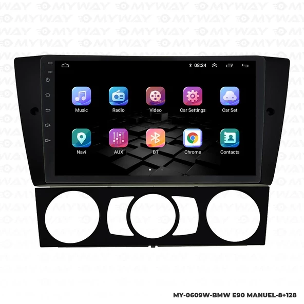 Araç Multimedya Bmw E90 Android 12 Carplay 4Gb Ram + 64Gb Hdd Manuel Navigasyon Ekran MYW - 7