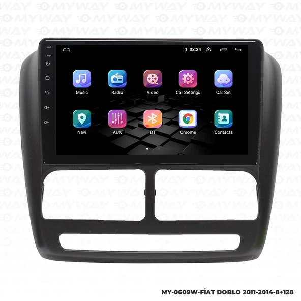 Araç Multimedya Fiat Doblo Android 12 Carplay 4Gb Ram + 64Gb Hdd 2011-2014 Navigasyon Ekran MYW - 7