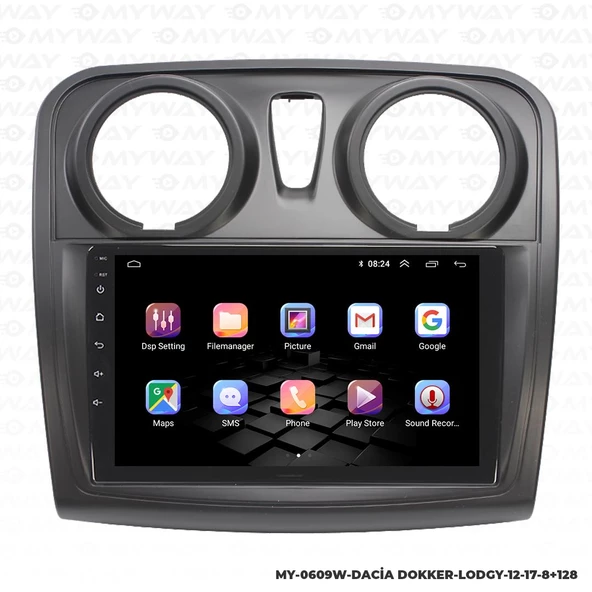 Araç Multimedya Dacia Lodgy Android 12 Carplay 4Gb Ram + 64Gb Hdd 2012-2017 Navigasyon Ekran MYW - 6