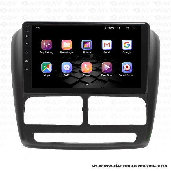 Araç Multimedya Fiat Doblo Android 12 Carplay 4Gb Ram + 64Gb Hdd 2011-2014 Navigasyon Ekran MYW - 6