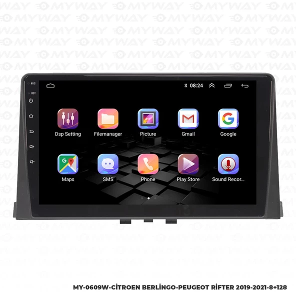 Araç Multimedya Citroen Berlingo Android 12 Carplay 4Gb Ram + 64Gb Hdd 2019-2021 Navigasyon Ekran MYW - 6