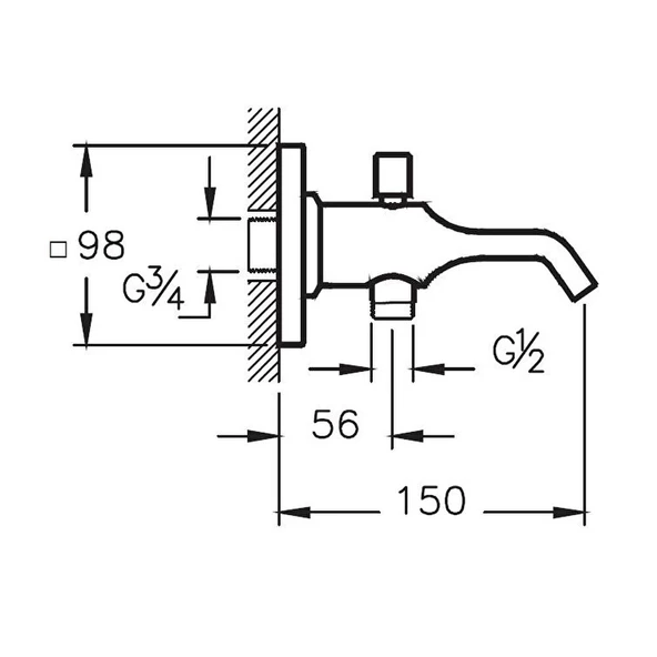 VitrA Suit U A42490 Çıkış Ucu (El Duşu Çıkışlı), Krom - 2