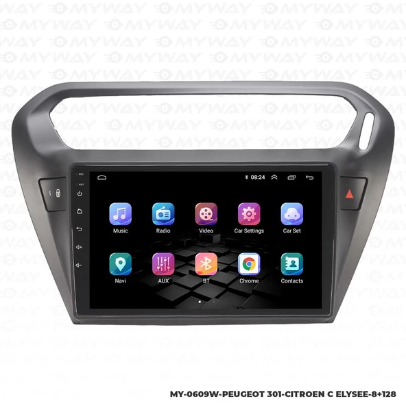 Araç Multimedya Peugeot 301 Android 12 Carplay 4Gb Ram + 64Gb Hdd Navigasyon Ekran MYW - 7