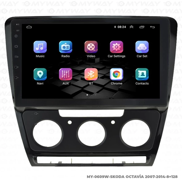 Araç Multimedya Skoda Octavia Android 12 Carplay 4Gb Ram + 64Gb Hdd 2007-2014 Navigasyon Ekran MYW - 7