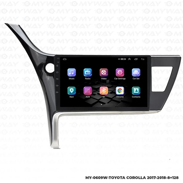 Araç Multimedya Toyota Corolla Android 12 Carplay 4Gb Ram + 64Gb Hdd 2017-2018 Navigasyon Ekran MYW - 7