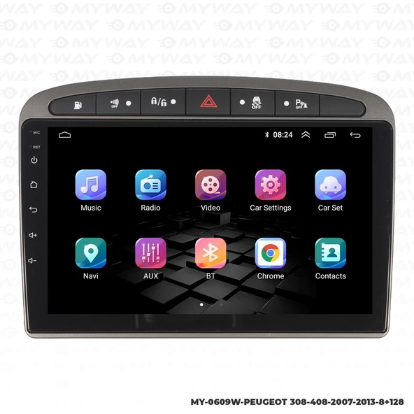 Araç Multimedya Peugeot 308 Android 12 Carplay 4Gb Ram + 64Gb Hdd Navigasyon Ekran MYW - Resim 7