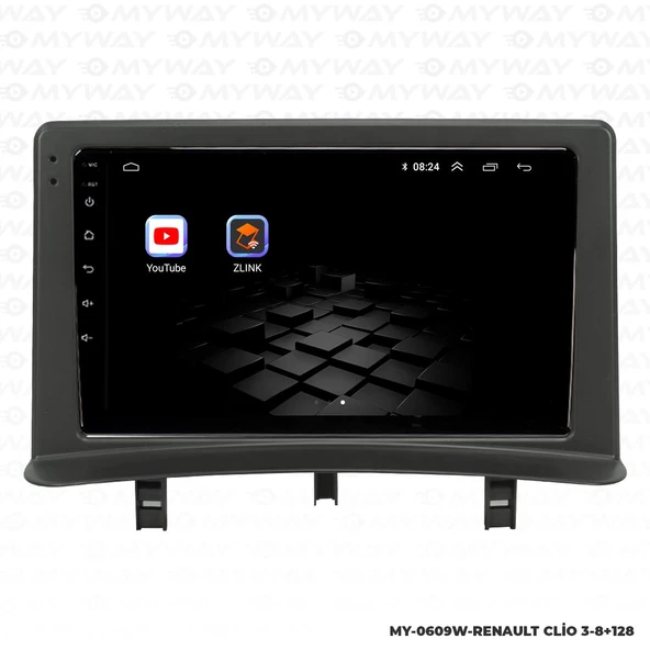 Araç Multimedya Renault Clio 3 Android 12 Carplay 4Gb Ram + 64Gb Hdd Navigasyon Ekran MYW - Resim 5