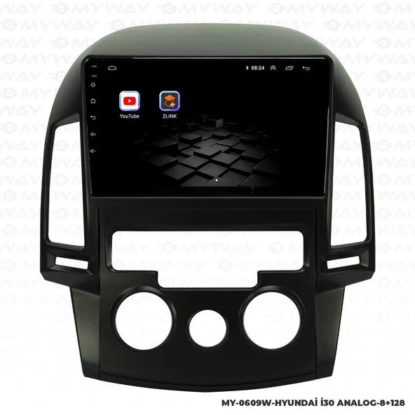 Araç Multimedya Hyundai İ30 Android 12 Carplay 4Gb Ram + 64Gb Hdd Analog Navigasyon Ekran MYW - Resim 5