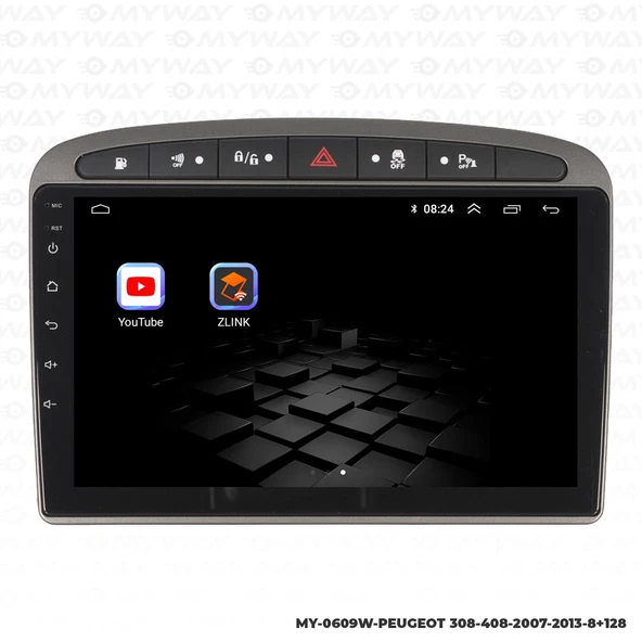 Araç Multimedya Peugeot 408 Android 12 Carplay 4Gb Ram + 64Gb Hdd Navigasyon Ekran MYW - 5