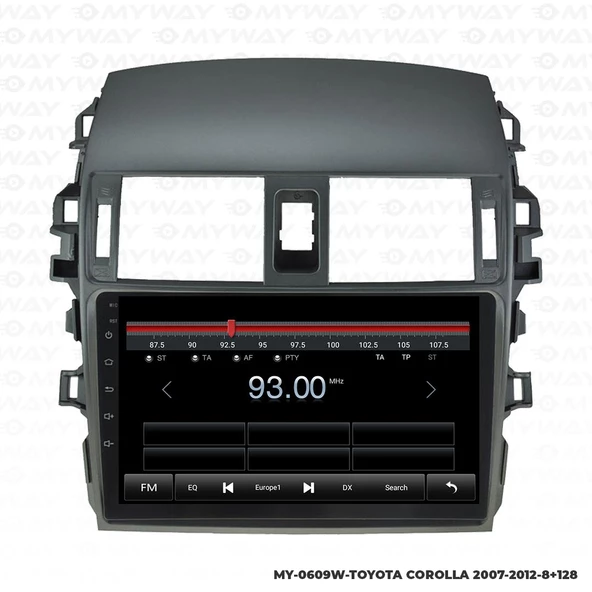 Araç Multimedya Toyota Corolla Android 12 Carplay 4Gb Ram + 64Gb Hdd 2007-2012 Navigasyon Ekran MYW - 4