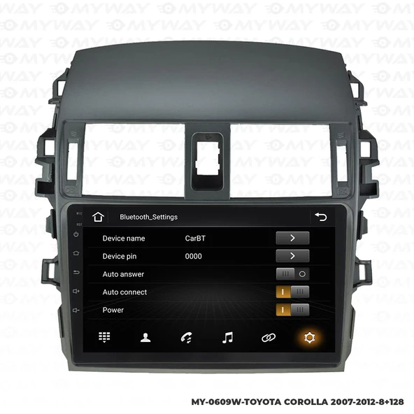 Araç Multimedya Toyota Corolla Android 12 Carplay 4Gb Ram + 64Gb Hdd 2007-2012 Navigasyon Ekran MYW - 3