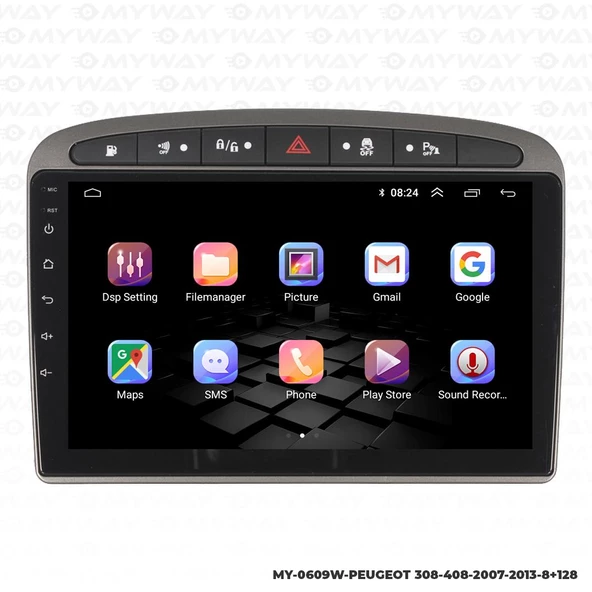 Araç Multimedya Peugeot 308 Android 12 Carplay 4Gb Ram + 64Gb Hdd Navigasyon Ekran MYW - Resim 6