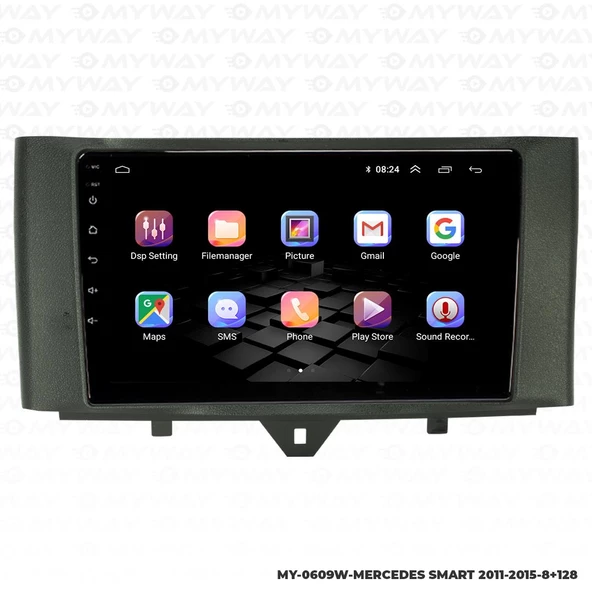 Araç Multimedya Mercedes Smart Android 12 Carplay 4Gb Ram + 64Gb Hdd 2011-2015 Navigasyon Ekran MYW - Resim 6