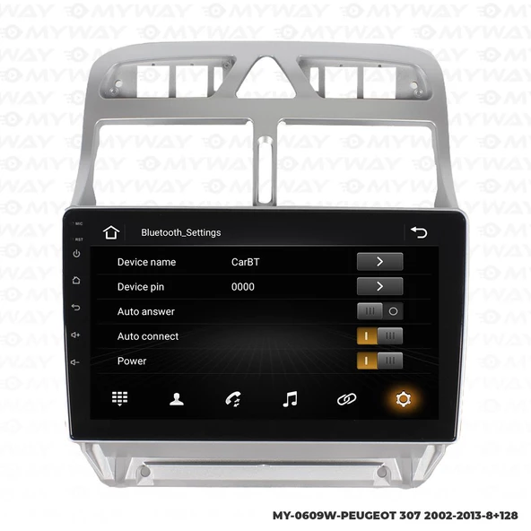 Araç Multimedya Peugeot 307 Android 12 Carplay 4Gb Ram + 64Gb Hdd Navigasyon Oem Ekran MYW - 3