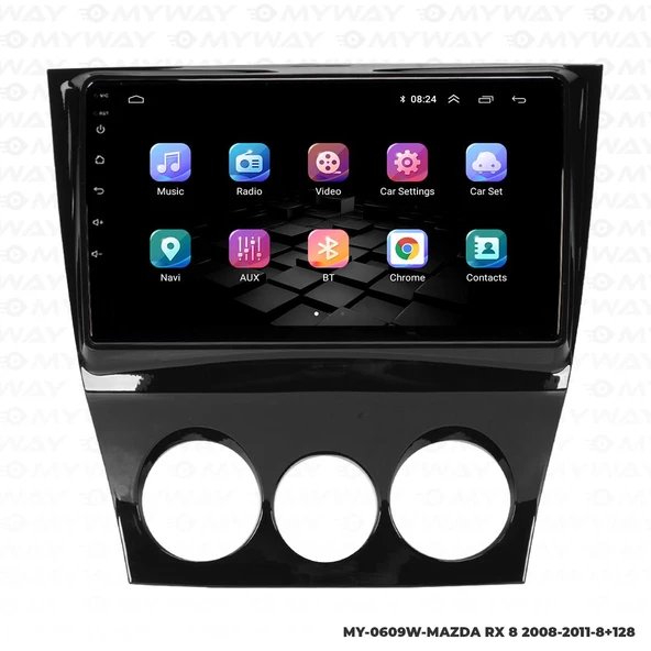 Araç Multimedya Mazda Rx8 Android 12 Carplay 4Gb Ram + 64Gb Hdd Navigasyon Ekran MYW - 7