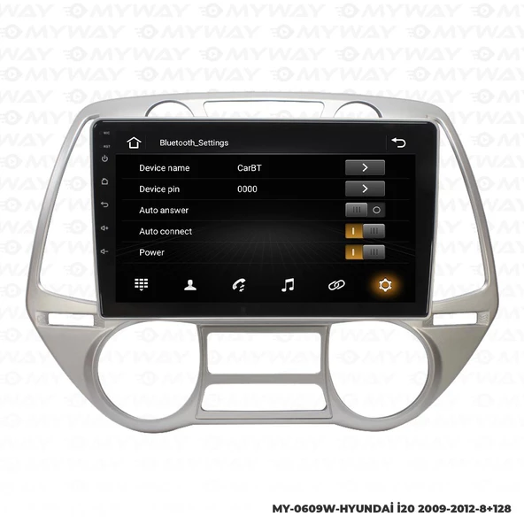 Araç Multimedya Hyundai İ20 Android 12 Carplay 4Gb Ram + 64Gb Hdd 2009-2012 Navigasyon Ekran MYW - 3