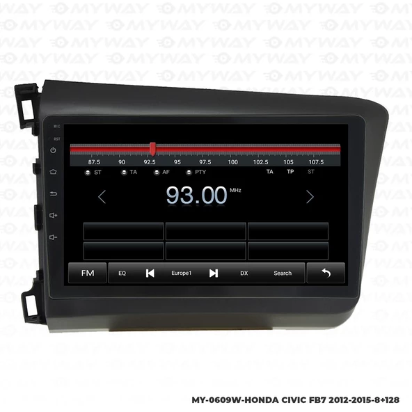 Araç Multimedya Honda Civic Fb7 Android 12 Carplay 4Gb Ram + 64Gb Hdd Navigasyon Ekran MYW - 4