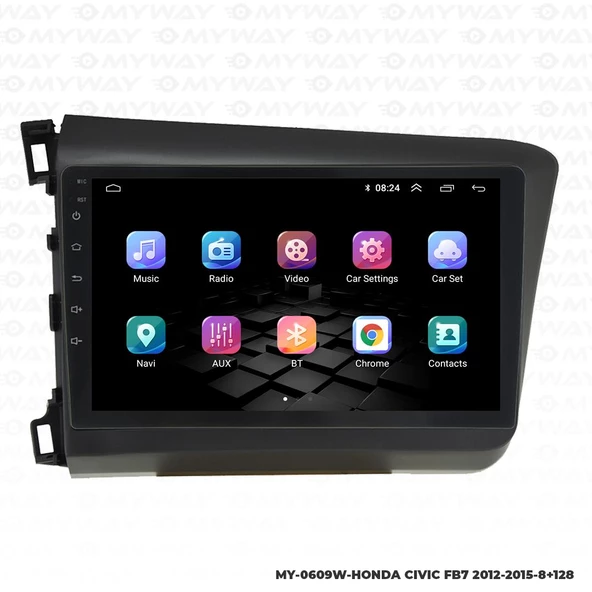 Araç Multimedya Honda Civic Fb7 Android 12 Carplay 4Gb Ram + 64Gb Hdd Navigasyon Ekran MYW - 7