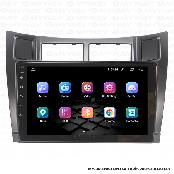 Araç Multimedya Toyota Yaris Android 12 Carplay 4Gb Ram + 64Gb Hdd 2007-2011 Navigasyon Ekran MYW - 7