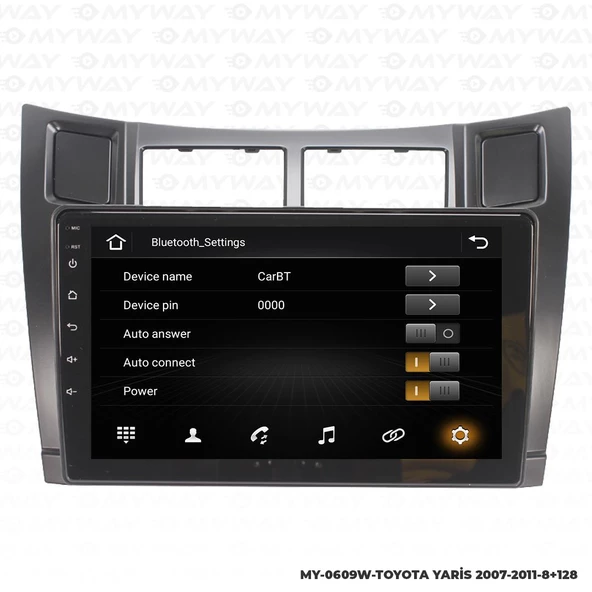 Araç Multimedya Toyota Yaris Android 12 Carplay 4Gb Ram + 64Gb Hdd 2007-2011 Navigasyon Ekran MYW - 3