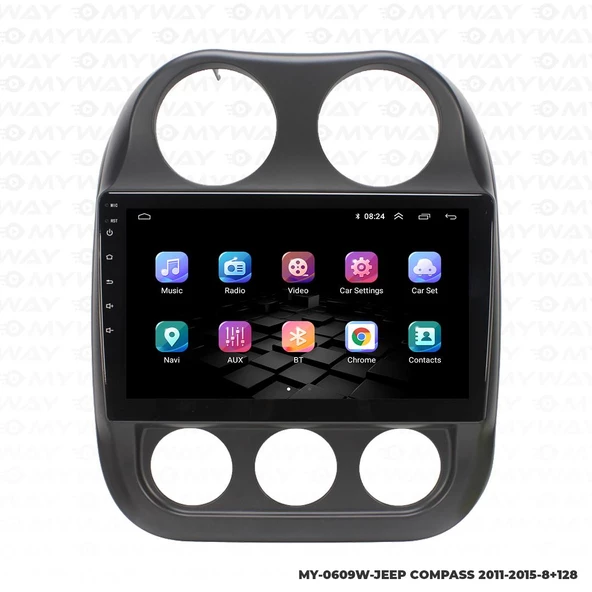 Araç Multimedya Jeep Compass Android 12 Carplay 4Gb Ram + 64Gb Hdd 2011-2015 Navigasyon Ekran MYW - 7
