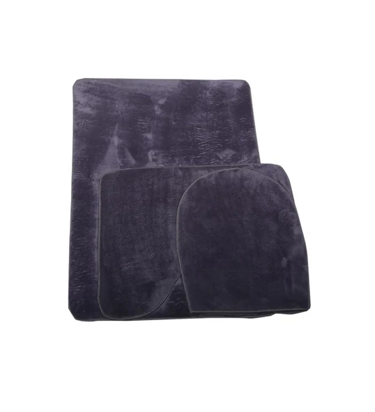 Bonny Home Unicolor Düz Gri 3lü Banyo Paspası Halısı Seti Kaymaz Klozet Takımı - 3