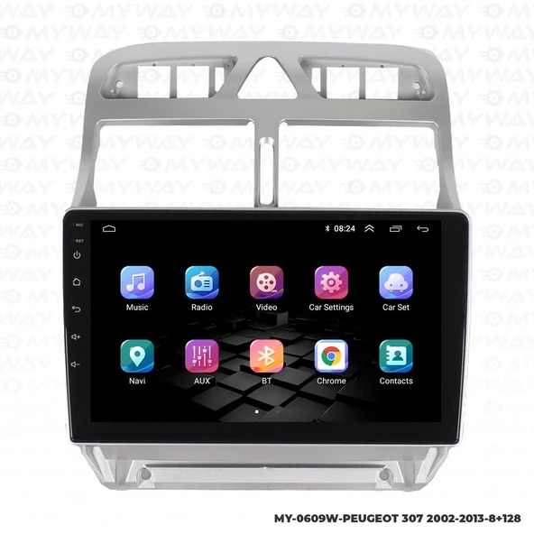 Araç Multimedya Peugeot 307 Android 12 Carplay 4Gb Ram + 64Gb Hdd Navigasyon Oem Ekran MYW - 7