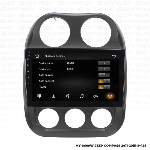 Araç Multimedya Jeep Compass Android 12 Carplay 4Gb Ram + 64Gb Hdd 2011-2015 Navigasyon Ekran MYW - 3