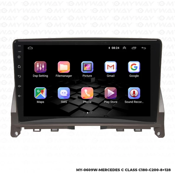 Araç Multimedya Mercedes C180 Android 12 Carplay 4Gb Ram + 64Gb Hdd Navigasyon Ekran MYW - 6