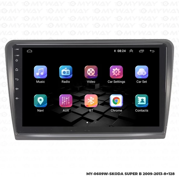 Araç Multimedya Skoda Superb Android 12 Carplay 4Gb Ram + 64Gb Hdd 2009-2013 Navigasyon Ekran MYW - Resim 7