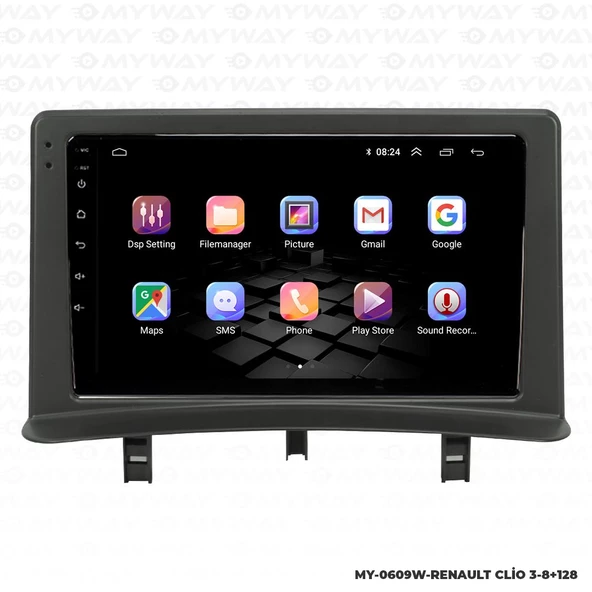 Araç Multimedya Renault Clio 3 Android 12 Carplay 4Gb Ram + 64Gb Hdd Navigasyon Ekran MYW - Resim 6