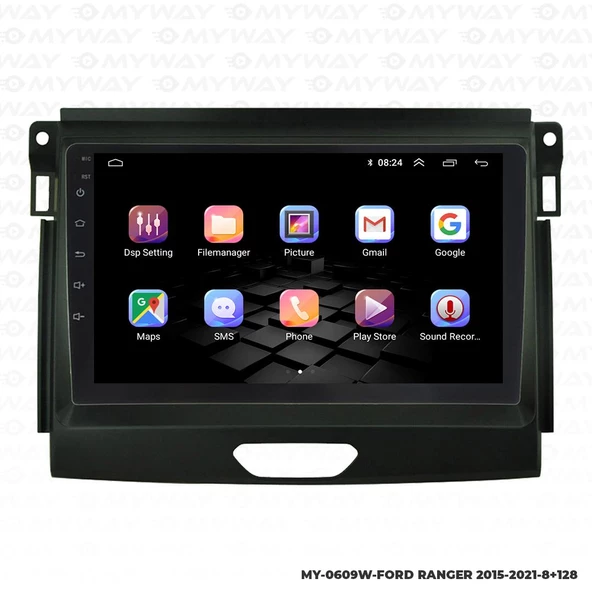 Araç Multimedya Ford Ranger Android 12 Carplay 4Gb Ram + 64Gb Hdd 2015-2021 Navigasyon Ekran MYW - Resim 6