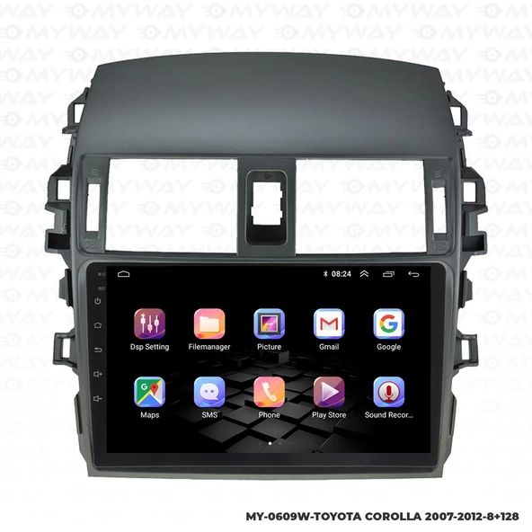 Araç Multimedya Toyota Corolla Android 12 Carplay 4Gb Ram + 64Gb Hdd 2007-2012 Navigasyon Ekran MYW - 6