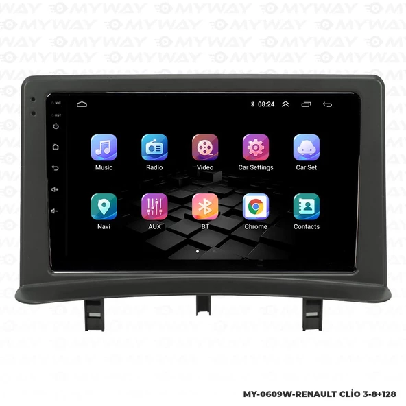 Araç Multimedya Renault Clio 3 Android 12 Carplay 4Gb Ram + 64Gb Hdd Navigasyon Ekran MYW - Resim 7