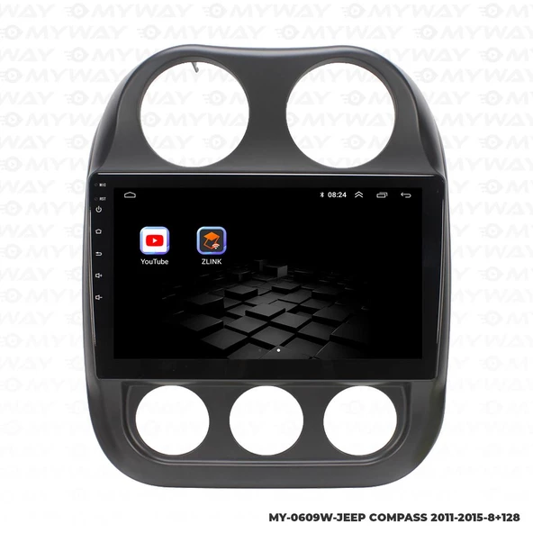 Araç Multimedya Jeep Compass Android 12 Carplay 4Gb Ram + 64Gb Hdd 2011-2015 Navigasyon Ekran MYW - 5