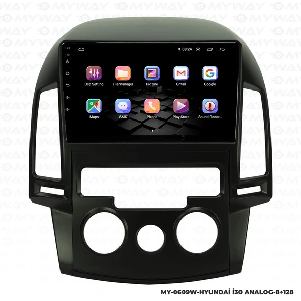 Araç Multimedya Hyundai İ30 Android 12 Carplay 4Gb Ram + 64Gb Hdd Analog Navigasyon Ekran MYW - Resim 6