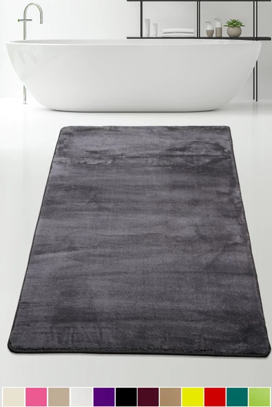 Bonny Home Elite Antrasit 100x150 cm Peluş Banyo Paspası Kaymaz Tabanlı Pufidik Banyo Halısı