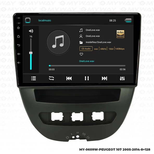 Araç Multimedya Peugeot 107 Android 12 Carplay 4Gb Ram + 64Gb Hdd Navigasyon Ekran MYW - 2