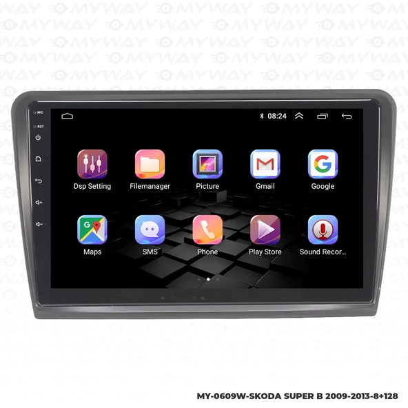 Araç Multimedya Skoda Superb Android 12 Carplay 4Gb Ram + 64Gb Hdd 2009-2013 Navigasyon Ekran MYW - Resim 6