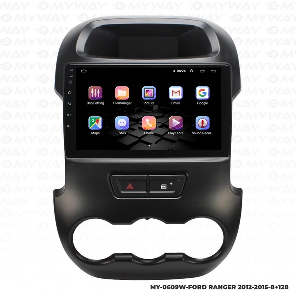 Araç Multimedya Ford Ranger Android 12 Carplay 4Gb Ram + 64Gb Hdd 2012-2015 Navigasyon Ekran MYW - Resim 6