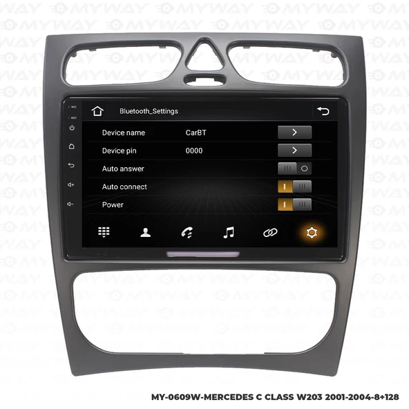 Araç Multimedya Mercedes W203 Android 12 Carplay 4Gb Ram + 64Gb Hdd 2001-2004 Navigasyon Ekran MYW - 3